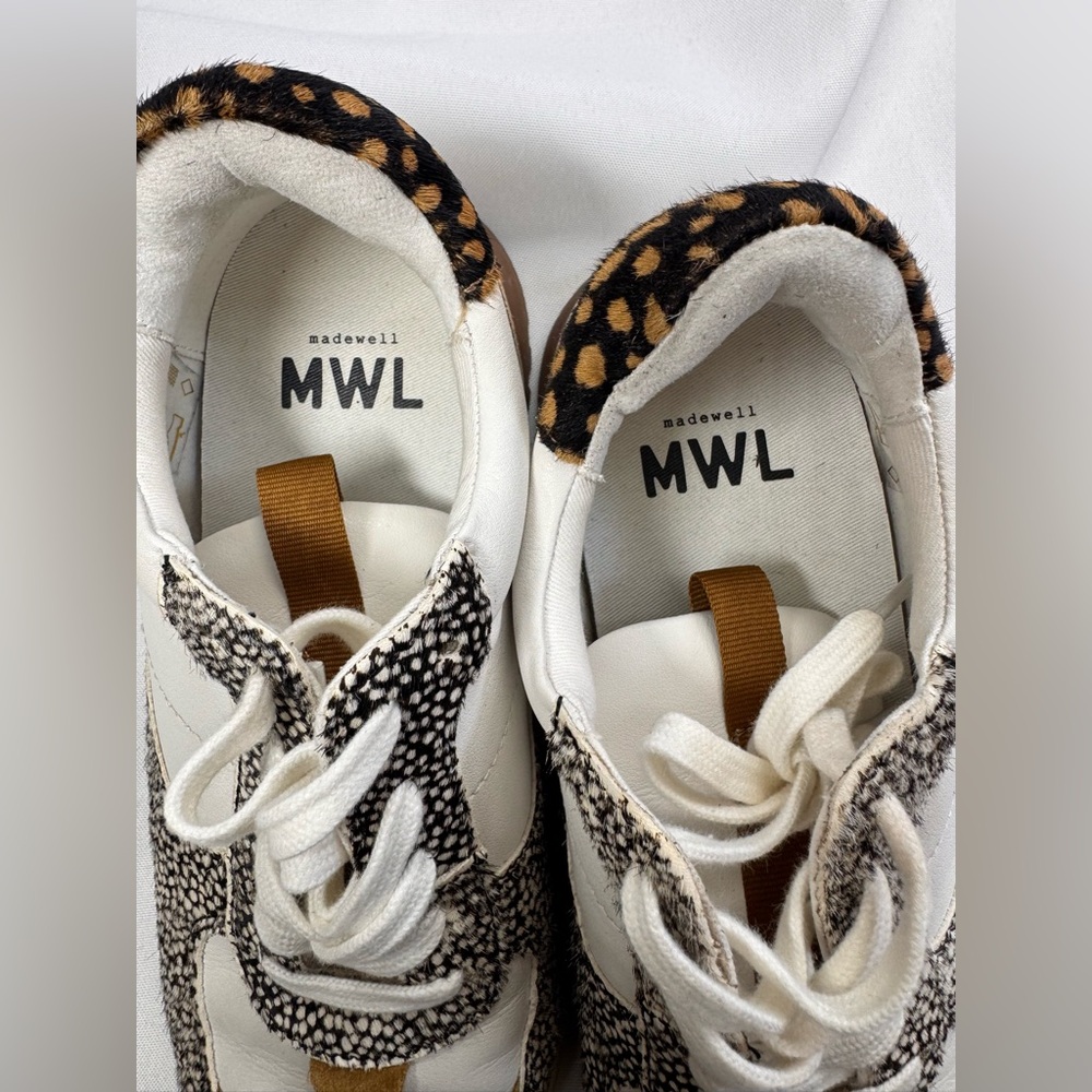 Madewell MWL Kickoff Trainer Sneakers | Spot Dot + Leopard Calf Hair Size 7.5 - Picture 6 of 10